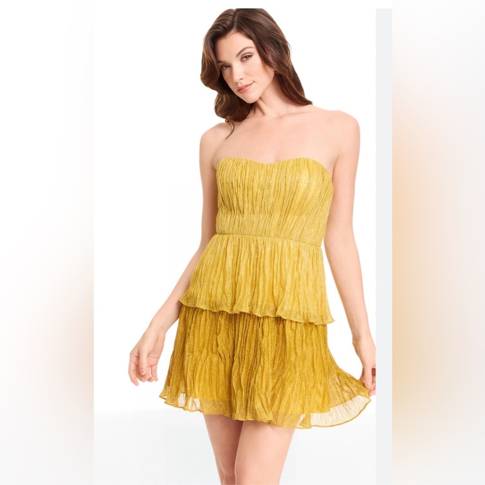 NWT Women Dress the Population Strapless Gold Dress Sz XL color GOLD